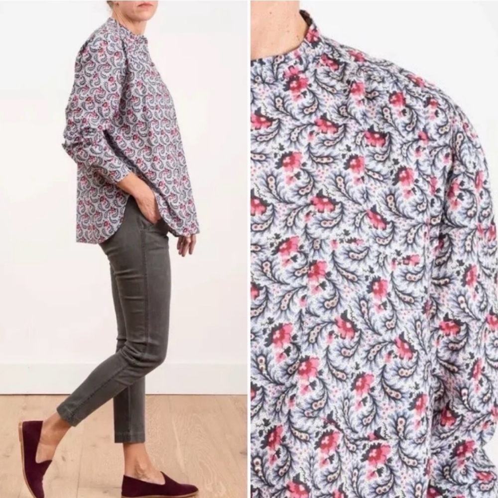 Isabel Marant Top Mexika Blouse 100% Cotton Floral Paisley Boho Peasant India S